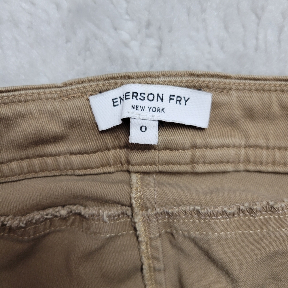 Emerson Fry Skinny Twill Pants Jeans Women's 0 Calf Zip Slim Light Brown - Picture 7 of 12